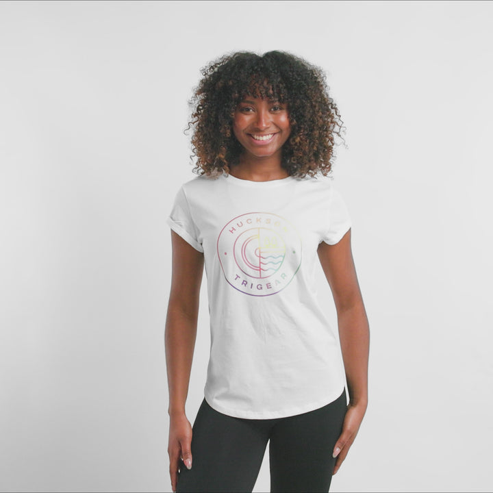 Rainbow 'Three Disciplines' Ladies Organic Tee